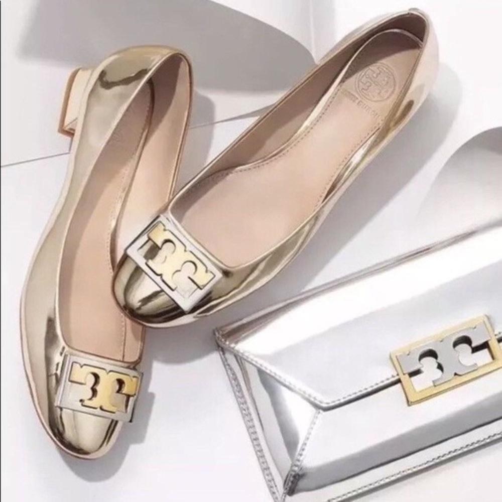 Tory Burch Gigi shoes metallic gold